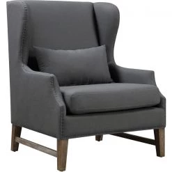 TOV DEVON GREY LINEN WING CHAIR Living Room