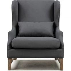 TOV DEVON GREY LINEN WING CHAIR Living Room
