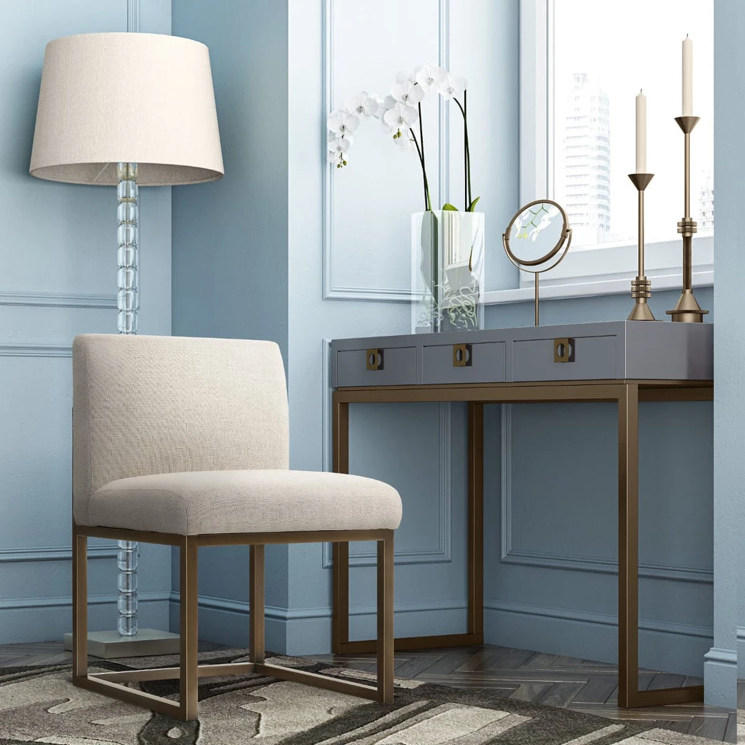 TOV GLAM BRASS + LINEN DINING CHAIR Kitchen + Dining 5 TOV GLAM BRASS + LINEN DINING CHAIR Kitchen + Dining