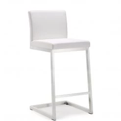 TOV PARMA COUNTER STOOL: WHITE/STAINLESS | SET OF 2 Kitchen + Dining