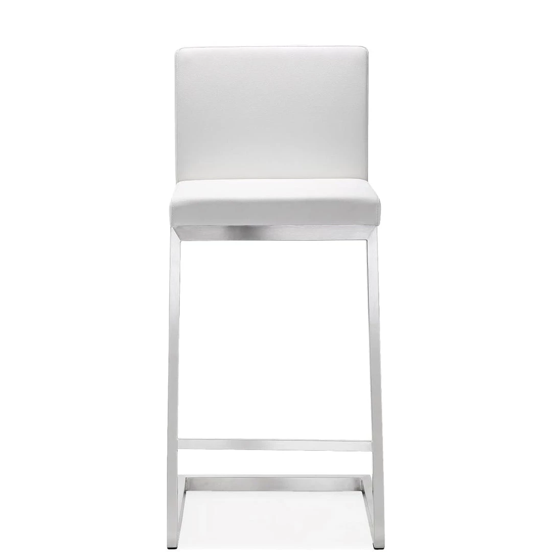 TOV PARMA COUNTER STOOL: WHITE/STAINLESS | SET OF 2 Kitchen + Dining 1 TOV PARMA COUNTER STOOL: WHITE/STAINLESS | SET OF 2 Kitchen + Dining