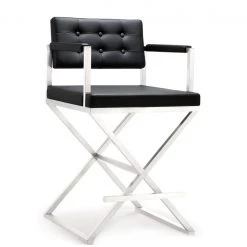 TOV DIRECTOR COUNTER STOOL: BLACK | STAINLESS