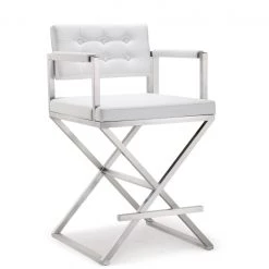TOV DIRECTOR COUNTER STOOL: WHITE | STAINLESS 13 TOV DIRECTOR COUNTER STOOL: WHITE | STAINLESS