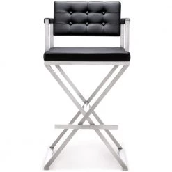 TOV DIRECTOR BAR STOOL: BLACK | STAINLESS