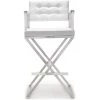 TOV Kitchen + Dining DIRECTOR BAR STOOL: WHITE | STAINLESS
