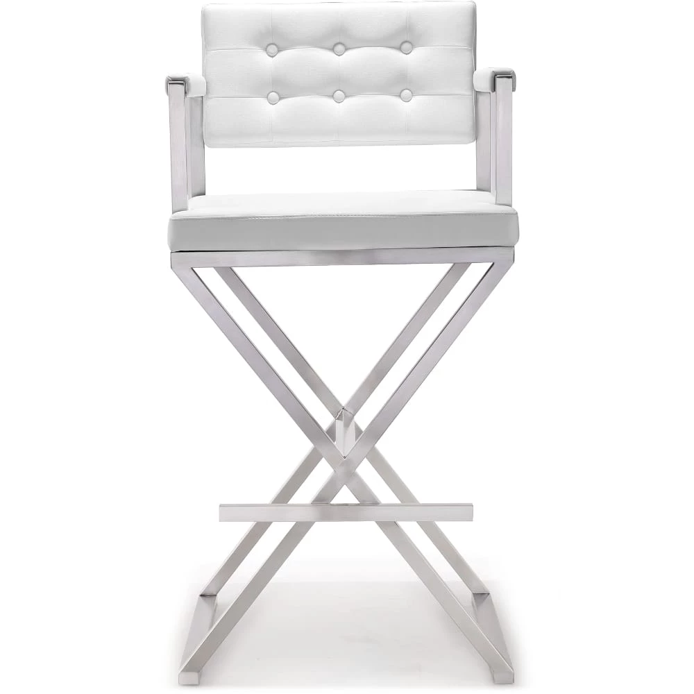 TOV Kitchen + Dining DIRECTOR BAR STOOL: WHITE | STAINLESS 1 TOV Kitchen + Dining DIRECTOR BAR STOOL: WHITE | STAINLESS