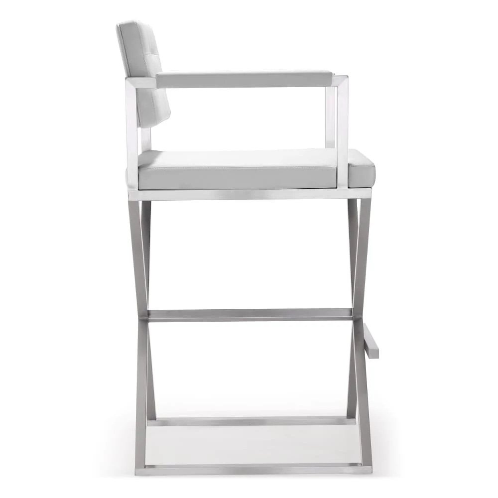 TOV Kitchen + Dining DIRECTOR BAR STOOL: WHITE | STAINLESS 2 TOV Kitchen + Dining DIRECTOR BAR STOOL: WHITE | STAINLESS