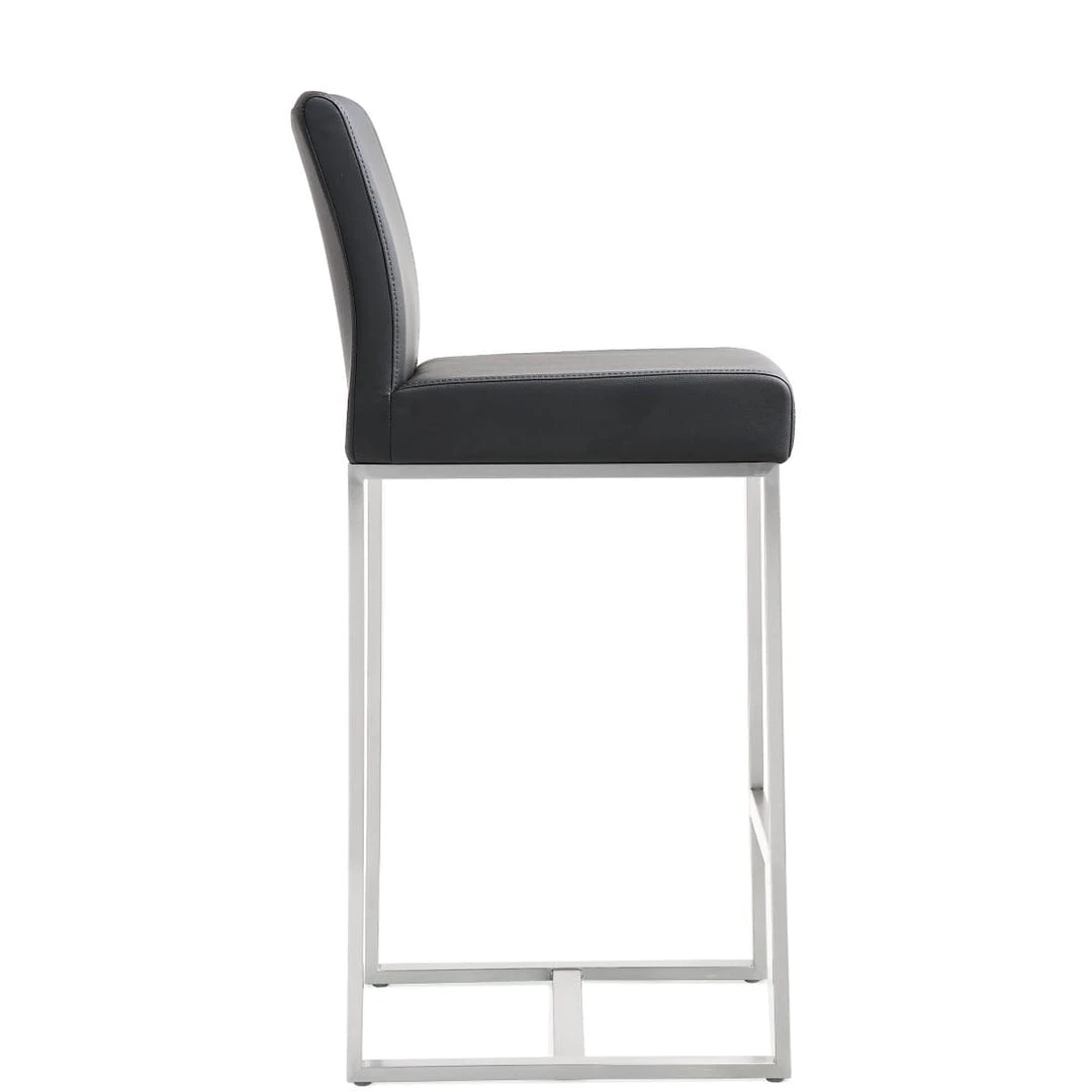 TOV DENMARK COUNTER STOOL: BLACK/STAINLESS | SET OF 2 Kitchen + Dining 2 TOV DENMARK COUNTER STOOL: BLACK/STAINLESS | SET OF 2 Kitchen + Dining