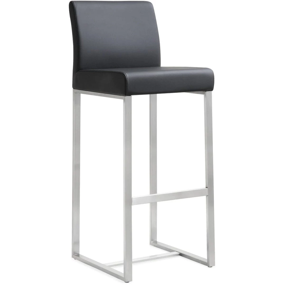 TOV Kitchen + Dining DENMARK BAR STOOL: BLACK/STAINLESS | SET OF 2 2 TOV Kitchen + Dining DENMARK BAR STOOL: BLACK/STAINLESS | SET OF 2