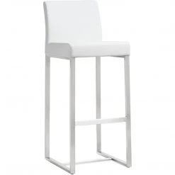 TOV DENMARK BAR STOOL: WHITE/STAINLESS | SET OF 2 Kitchen + Dining