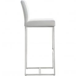 TOV DENMARK BAR STOOL: WHITE/STAINLESS | SET OF 2 Kitchen + Dining