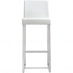 TOV DENMARK BAR STOOL: WHITE/STAINLESS | SET OF 2 Kitchen + Dining