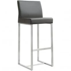 TOV Kitchen + Dining DENMARK BAR STOOL: GRAY/STAINLESS | SET OF 2