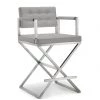 TOV DIRECTOR COUNTER STOOL: GRAY | STAINLESS