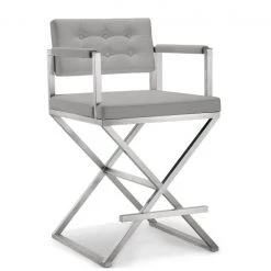 TOV DIRECTOR COUNTER STOOL: GRAY | STAINLESS