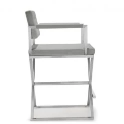 TOV DIRECTOR COUNTER STOOL: GRAY | STAINLESS