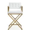 TOV Kitchen + Dining DIRECTOR COUNTER STOOL: WHITE | GOLD