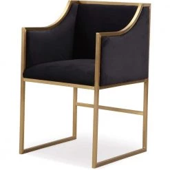 TOV Kitchen + Dining MIDORI BLACK VELVET ARM CHAIR | GOLD 6 TOV Kitchen + Dining MIDORI BLACK VELVET ARM CHAIR | GOLD