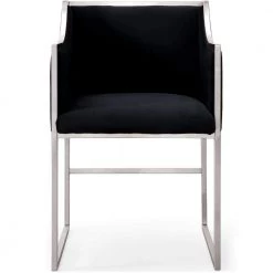 TOV Kitchen + Dining MIDORI BLACK VELVET ARM CHAIR | SILVER