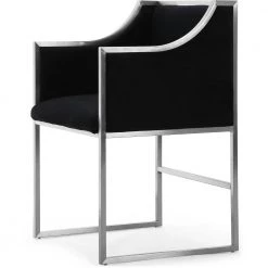 TOV Kitchen + Dining MIDORI BLACK VELVET ARM CHAIR | SILVER