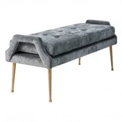 TOV Living Room DEJA SLUB VELVET BENCH: GRAY 7 TOV Living Room DEJA SLUB VELVET BENCH: GRAY