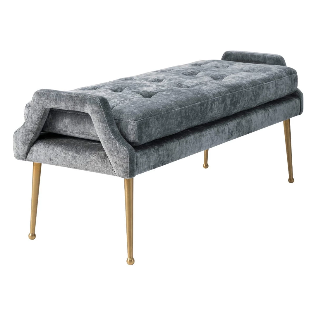 TOV Living Room DEJA SLUB VELVET BENCH: GRAY 3 TOV Living Room DEJA SLUB VELVET BENCH: GRAY