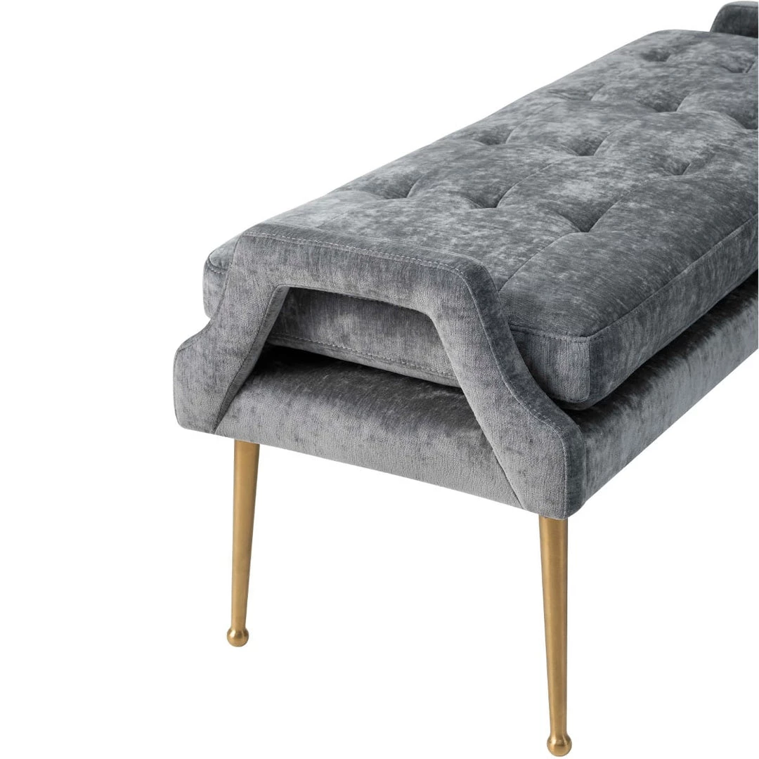 TOV Living Room DEJA SLUB VELVET BENCH: GRAY 4 TOV Living Room DEJA SLUB VELVET BENCH: GRAY