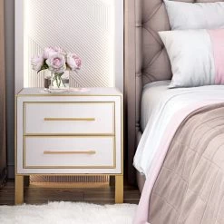 TOV ESTEE PINK LACQUER TABLE Bedroom