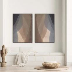 L ART Wall Art "TRANSLUCENT VERTICAL LAYERS" CANVAS ART DIPTYCH