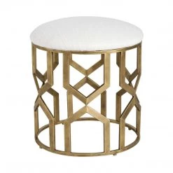 UTTERMOST TRELLIS ANTIQUE BRASS ACCENT STOOL