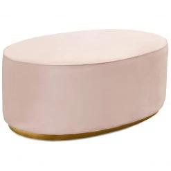 TOV TULA OVAL VELVET COCKTAIL OTTOMAN: BLUSH Living Room