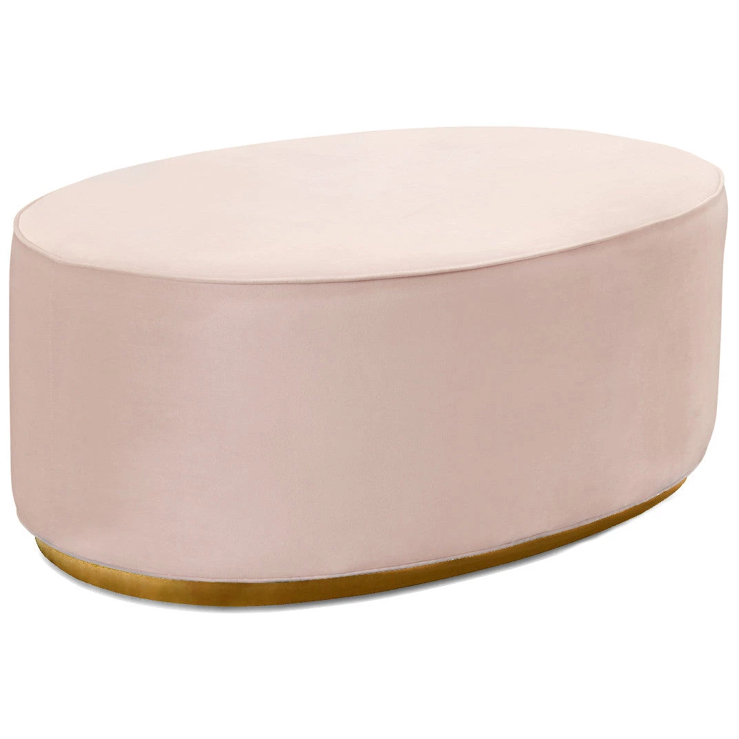 TOV TULA OVAL VELVET COCKTAIL OTTOMAN: BLUSH Living Room 1 TOV TULA OVAL VELVET COCKTAIL OTTOMAN: BLUSH Living Room
