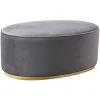 TOV Living Room TULA OVAL VELVET COCKTAIL OTTOMAN: GRAY