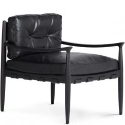 MOES TURNER BLACK LEATHER ARM CHAIR