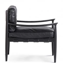 MOES TURNER BLACK LEATHER ARM CHAIR