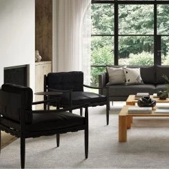 MOES TURNER BLACK LEATHER ARM CHAIR