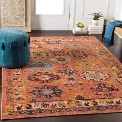 SURYA HUSINA WOOL RUG: ORANGE, SAFFRON MULTI 8 SURYA HUSINA WOOL RUG: ORANGE, SAFFRON MULTI
