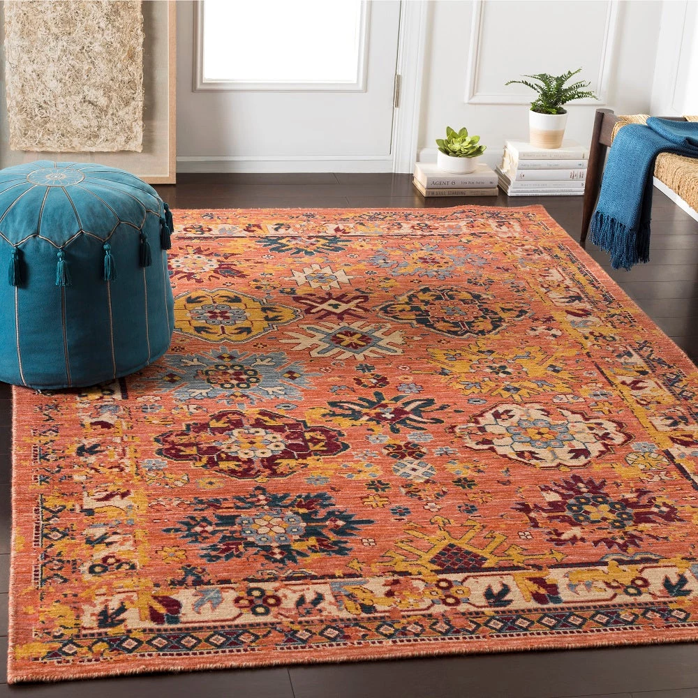 SURYA HUSINA WOOL RUG: ORANGE, SAFFRON MULTI 4 SURYA HUSINA WOOL RUG: ORANGE, SAFFRON MULTI