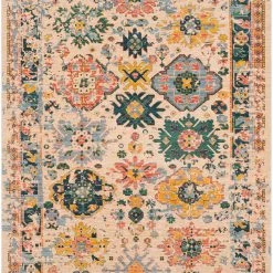 SURYA HUSINA WOOL RUG: WHEAT, EMERALD MULTI
