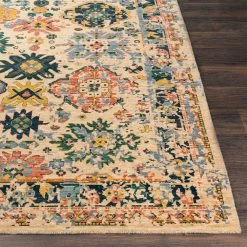 SURYA HUSINA WOOL RUG: WHEAT, EMERALD MULTI 8 SURYA HUSINA WOOL RUG: WHEAT, EMERALD MULTI