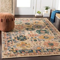 SURYA HUSINA WOOL RUG: WHEAT, EMERALD MULTI 10 SURYA HUSINA WOOL RUG: WHEAT, EMERALD MULTI