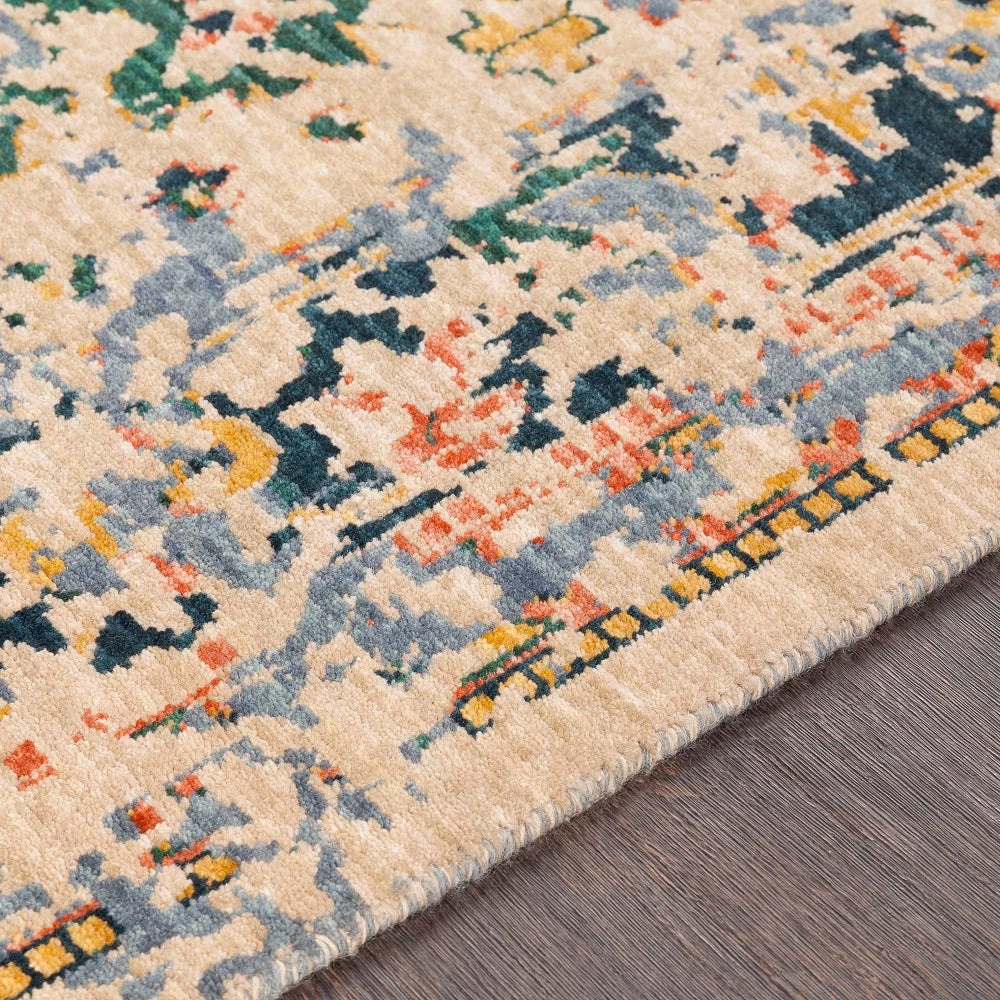 SURYA HUSINA WOOL RUG: WHEAT, EMERALD MULTI 6 SURYA HUSINA WOOL RUG: WHEAT, EMERALD MULTI