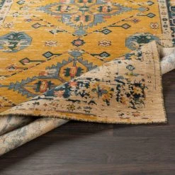 SURYA MAGDA WOOL RUG: SAFFRON, NAVY MULTI