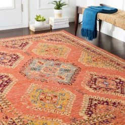 SURYA HEDDY WOOL RUG: ORANGE MULTI