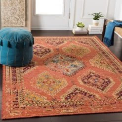 SURYA HEDDY WOOL RUG: ORANGE MULTI