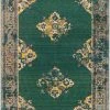 SURYA ESTELLE WOOL RUG: EMERALD, SAFFRON, DENIM