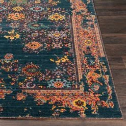 SURYA MIQUELLA WOOL RUG: NAVY, ORANGE MUTLI