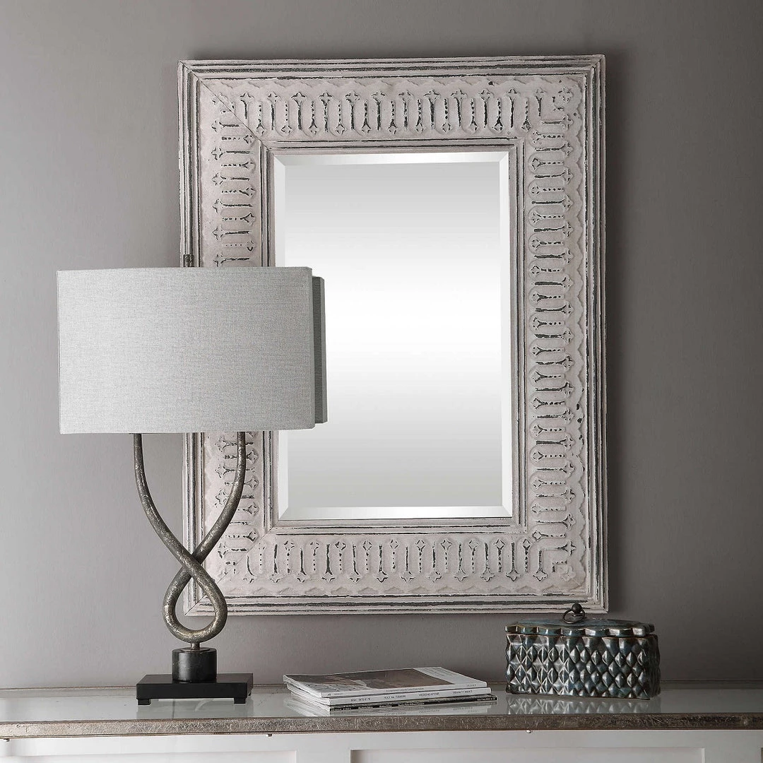UTTERMOST Mirrors COZETTE AGED WHITE EMBOSSED MIRROR 3 UTTERMOST Mirrors COZETTE AGED WHITE EMBOSSED MIRROR