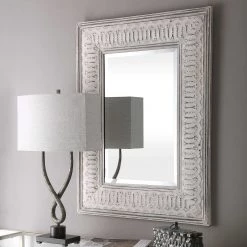 UTTERMOST Mirrors COZETTE AGED WHITE EMBOSSED MIRROR