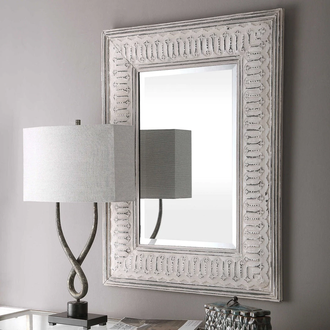 UTTERMOST Mirrors COZETTE AGED WHITE EMBOSSED MIRROR 2 UTTERMOST Mirrors COZETTE AGED WHITE EMBOSSED MIRROR